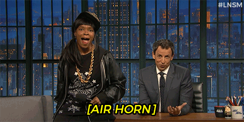 Late night with seth meyers airhorn air horn GIF on GIFER - by Akirg