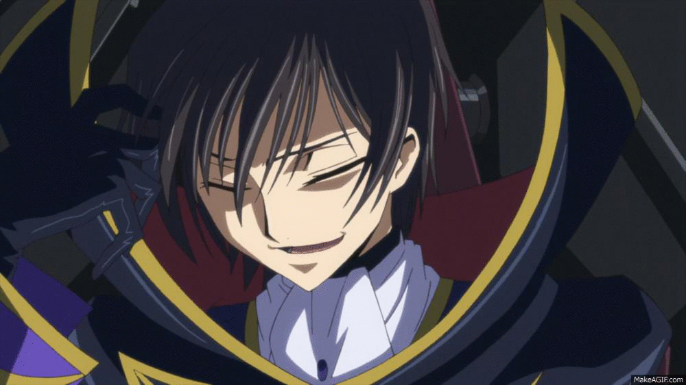 Animated GIF lelouch, code geass, free download evil laugh, laughing, evil....