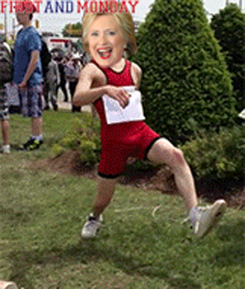 Image result for HILLARY RUNNING GIF