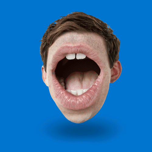 Открытый рот мужчины. Смеющийся рот.