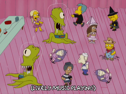 aliens, peanuts, episode 4. On this animated GIF: music, dancing, lisa simp...