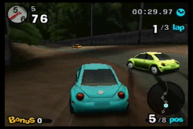 Beetle Adventure Racing N64-Beetle correndo no jogo!