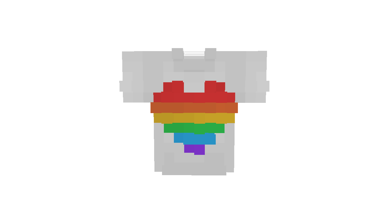 White T-shirt with Rainbow heart 🌈 Minecraft Skin