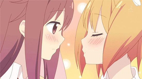 Anime yuri kiss gif