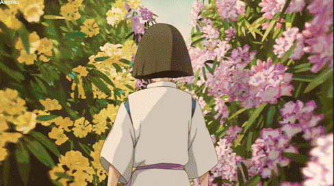 Anime Rain Flower Garden GIF | GIFDB.com