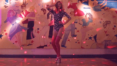Shakira’s Hips Don’t Lie dance move in a modern GIF format