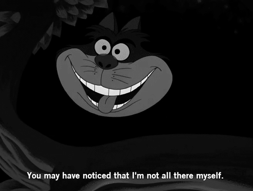 GIF alice in wonderland pitch black cheshire cat - animated GIF on