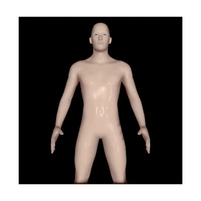 gif of a smooth 3d model of a person climbing through a box, seemingly out from the screen