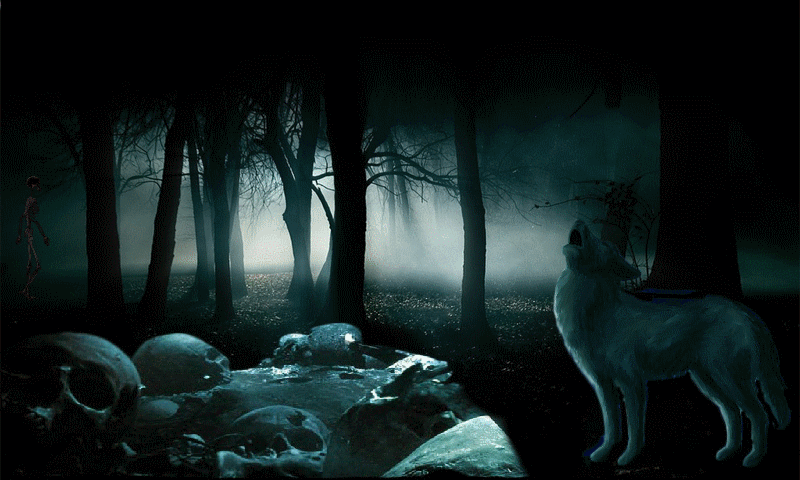 Волк в лесу ночью. Волк в тумане. Страшный лес анимация. Волк в туманном лесу.