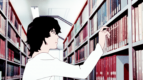 Яой шкаф. Библиотека анимация. Гиф чтение книги.