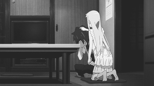 anime love gif black and white