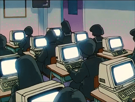Premium AI Image | Anime girl sitting at a desk with two computer monitors  generative ai