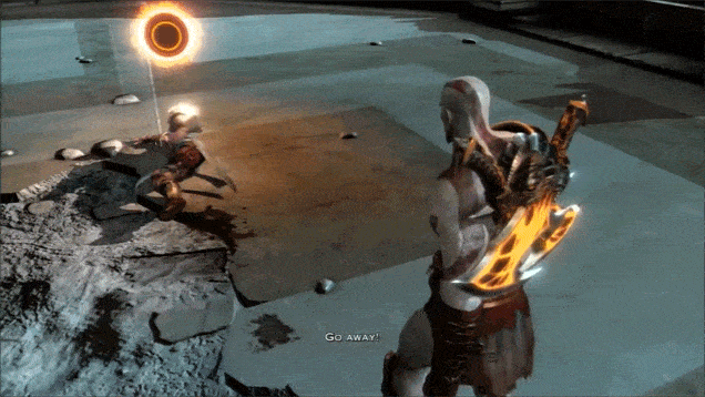 Kratos Throwing Away Computer Gif