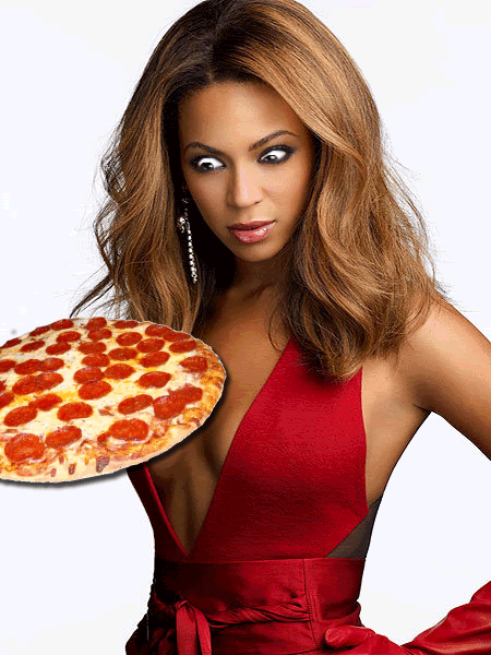 Memes de pizza - Beyonce seguindo pizza com o olhar
