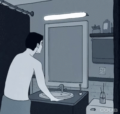 GIF universe mirror bathroom - animated GIF on GIFER