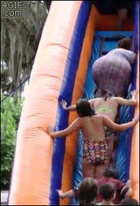 Dominoes water slide bouncy castle GIF - Find on GIFER