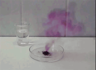 Химические анимации. Йод и вода реакция. Алюминий и йод реакция