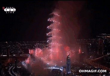 Burj khalifa dubai fireworks GIF on GIFER - by Sairil