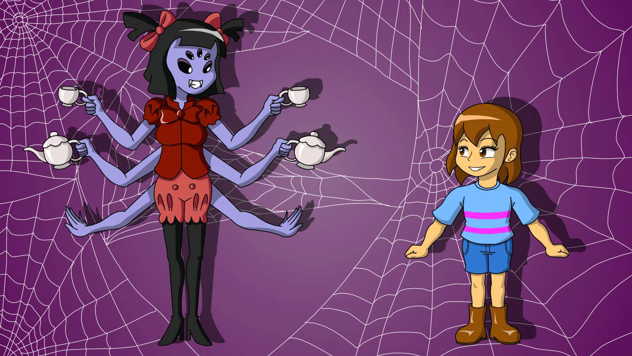Tg undertale. Маффет и человек паук. Маффет и Фриск. Muffet TG TF. Маффет и Чара
