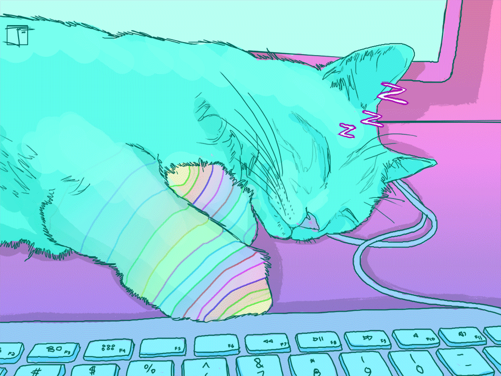 Catnap анимация. Котик на клавиатуре. Клавиатура арты. Кошка нарисованная на компьютере.