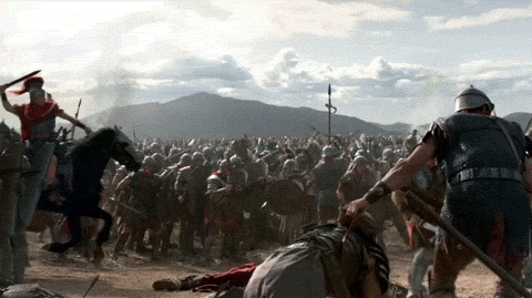 сражение между римлянами и гладиаторами