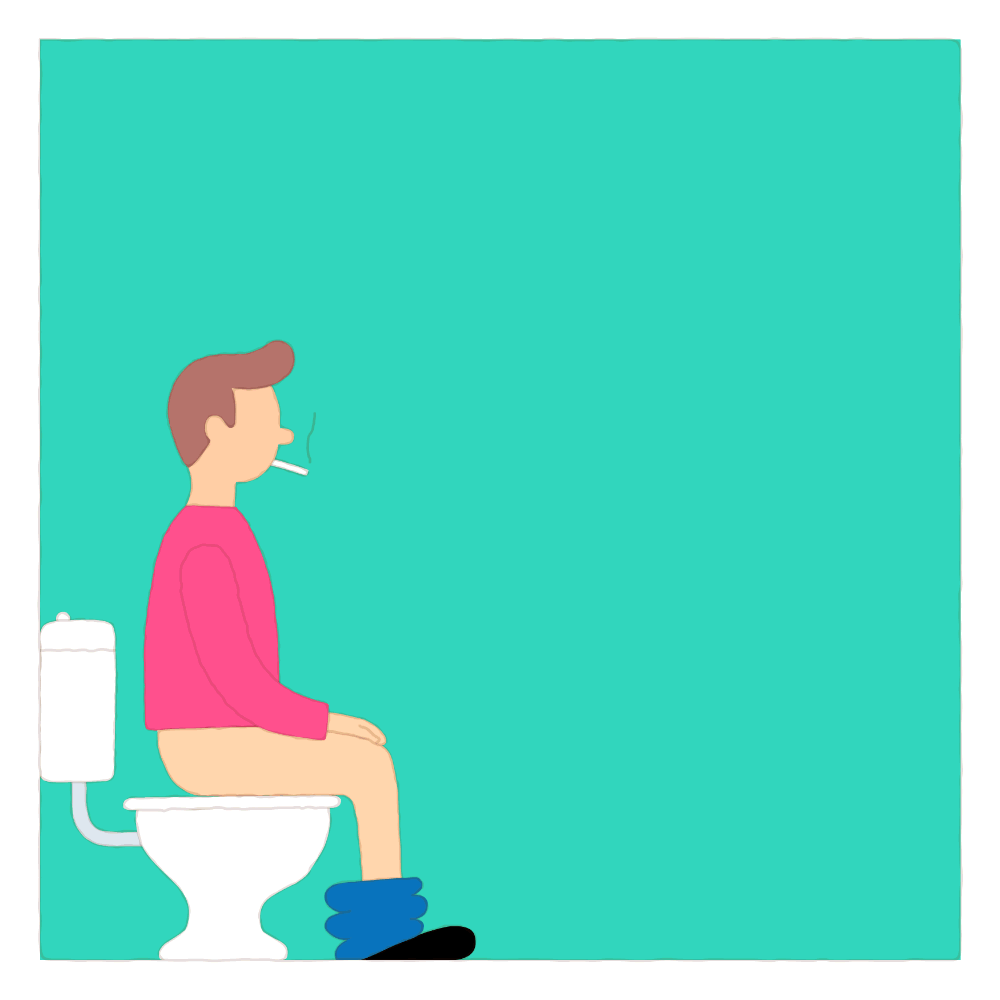 Мужчина зашел в туалет. Человек на горшке. Туалет анимация.