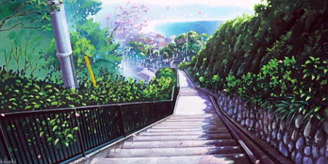 pastel aesthetic anime landscape gif | WiffleGif
