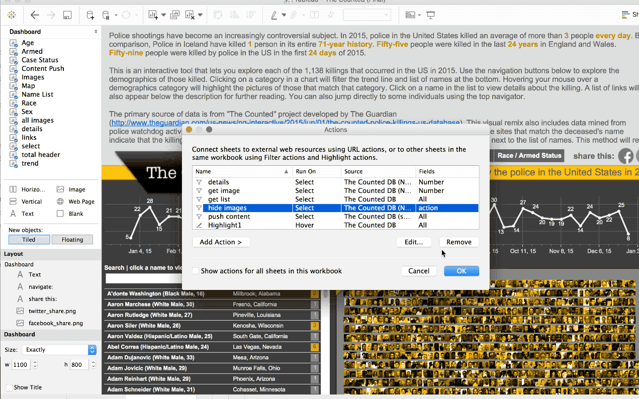 Select an interest. Select image. Tableau Highlight Actions knowledge database