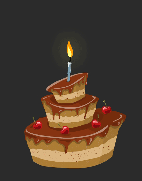 Скачайте лучшую гифку с горящими свечами и тортом ко дню рождения. 