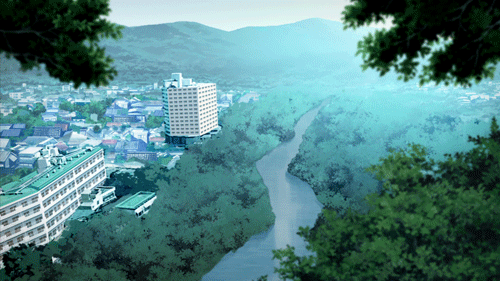 anime city scenery gif