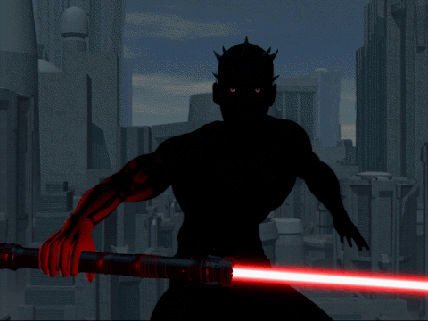 On this animated GIF: darth maul, Dimensions: 480x360 px. 