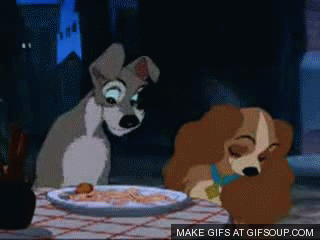 lady and the tramp kiss gif