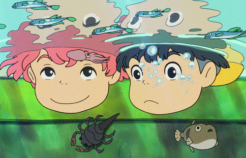Ponyo on the cliff by the sea anime ponyo GIF - Find on GIFER