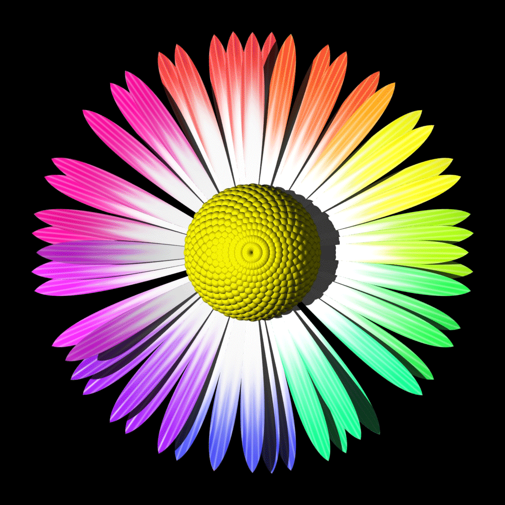 Изображения в формате gif. Разноцветные ромашки. Цветочки гиф. Двигающиеся цветы. Разноцветные цветы.