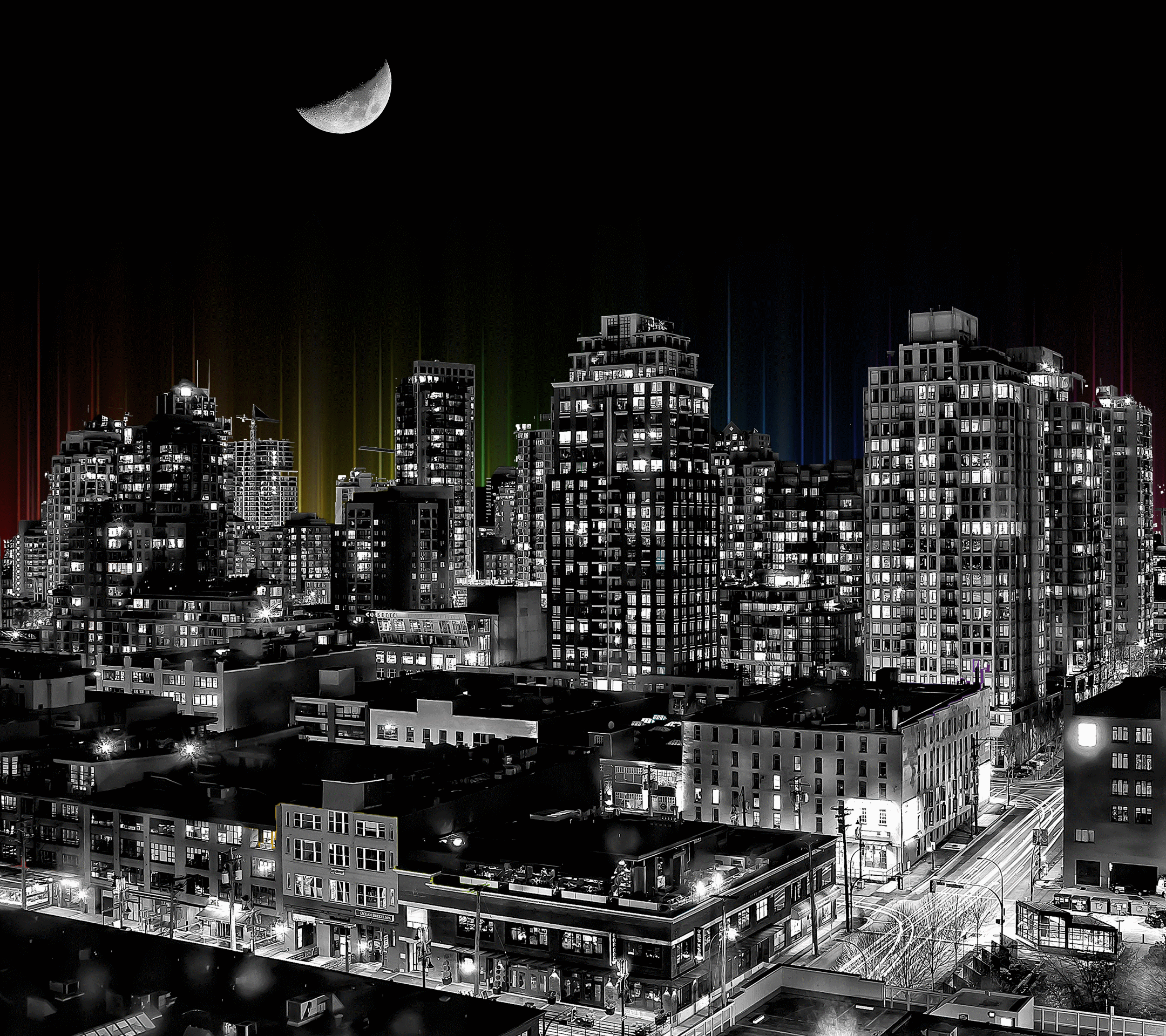 City gif. Черно белый город. Ночной город. Черный город. Тёмный город.