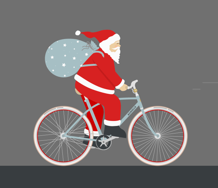 Дед мороз к нам едет на велосипеде