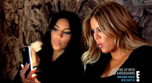Image result for kim and khloe on the phone gif