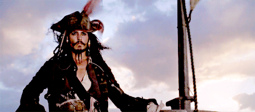 Jack sparrow gazing into the sunset