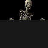 На этой гифке: скелет, Разрешение gif: 160 на 160 px. 