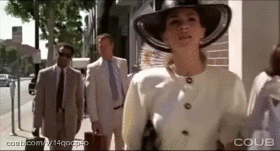 Scene from Pretty Woman of Julia Roberts on Rodeo Drive, shopping