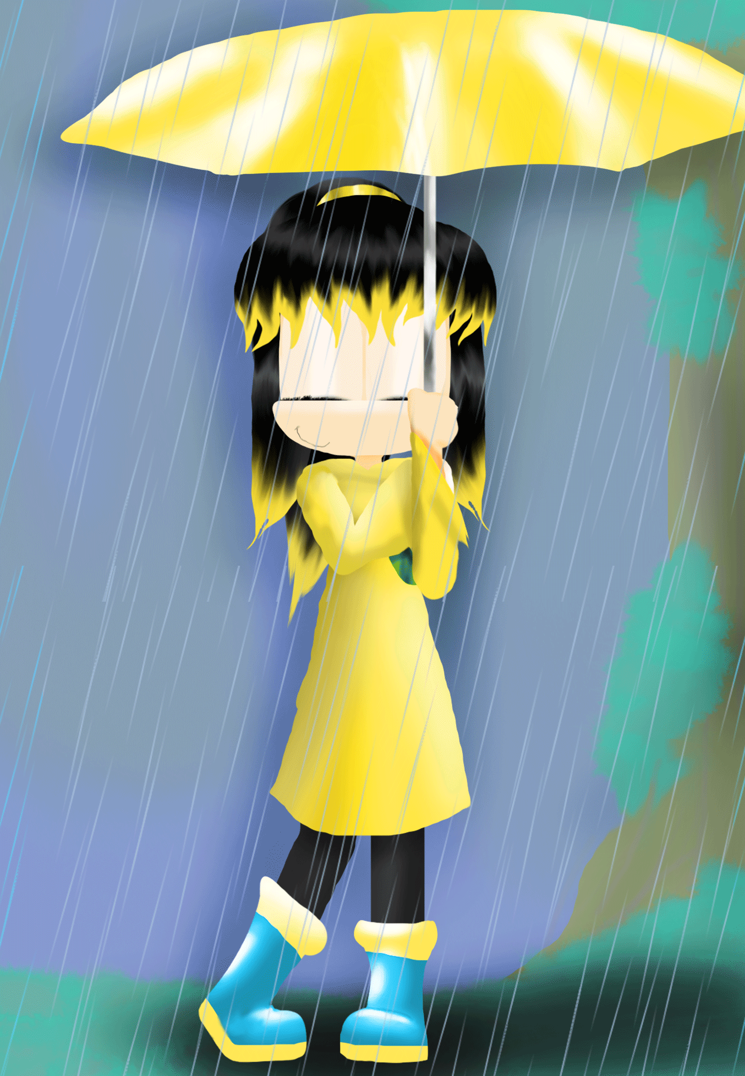 Rainy day created by lewdfroggo