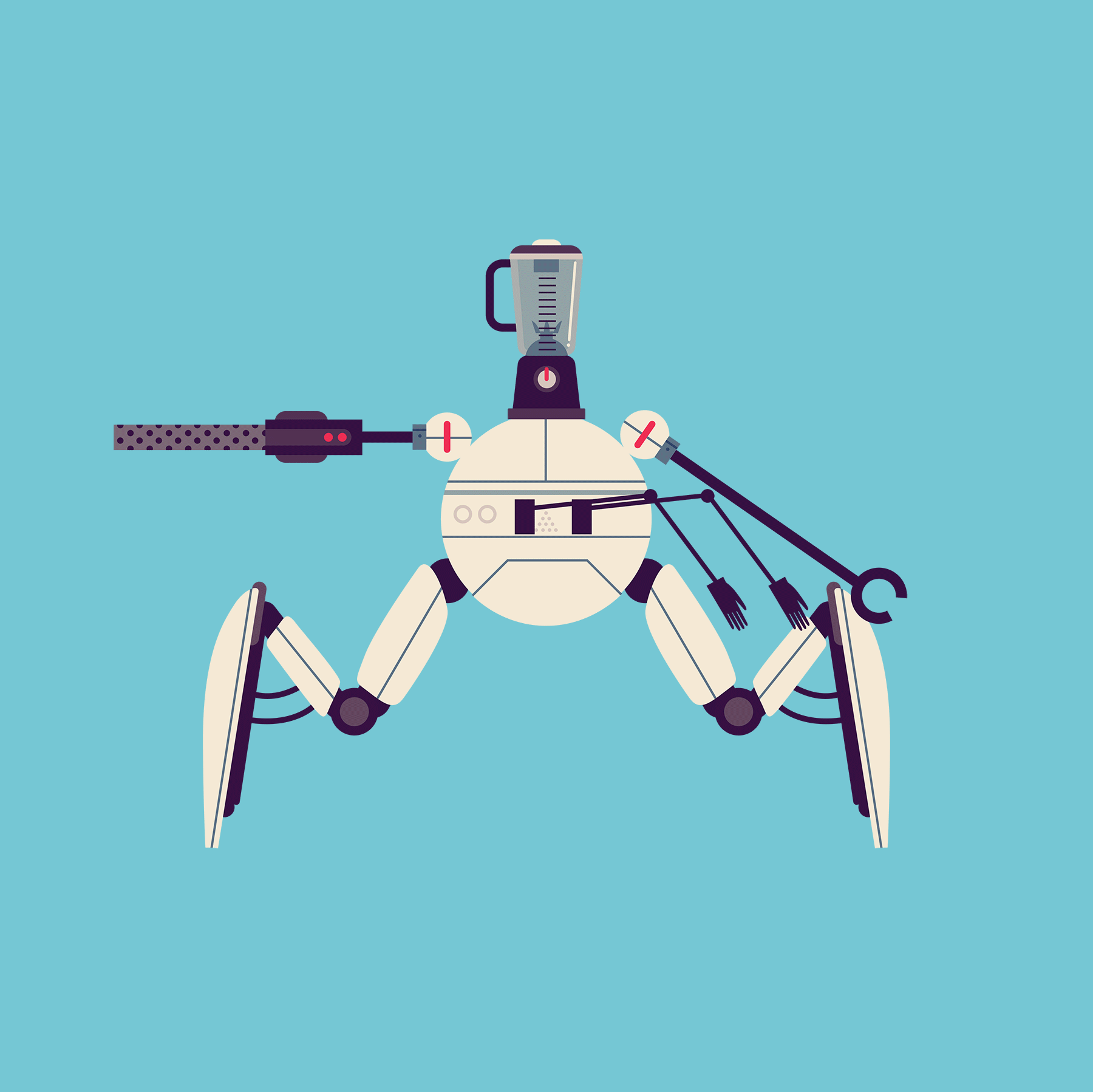 A series of different futuristic robots