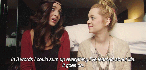 Гифка, megan and liz, 3 words, sum up everything learned about life, гиф, g...