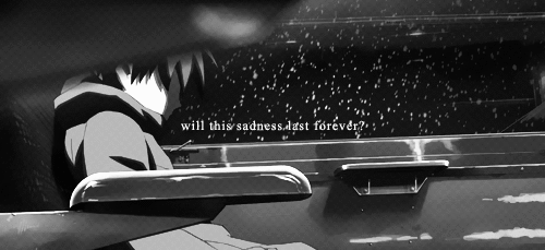 black and white sad anime gif