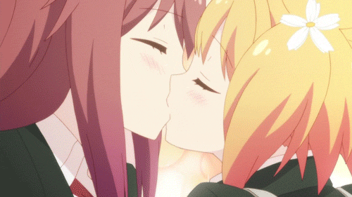 anime girl and boy kiss gif