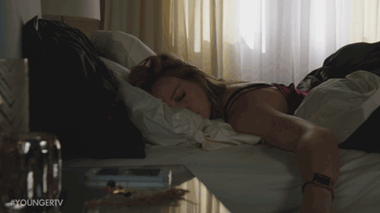 hungover,hilary duff,alarm,tired,sleepy,tv land,younger,youngertv,kelsey peters