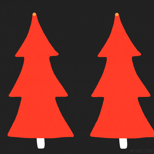 morph,xmas,almost christmas,checker,artists on tumblr,christmas,abstract,orange,cindy suen,circle,christmas tree,grid,you can see the xmas tree there right