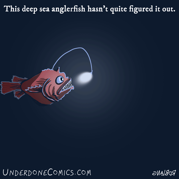 anglerfish,fish,light,fishing,dizzy,fml,running in circles,angler,animation,funny,cartoon,comic,swimming,follow me,circles,chasing,deep sea,hamster wheel,figure it out,dark blue,follow the light,go to the light