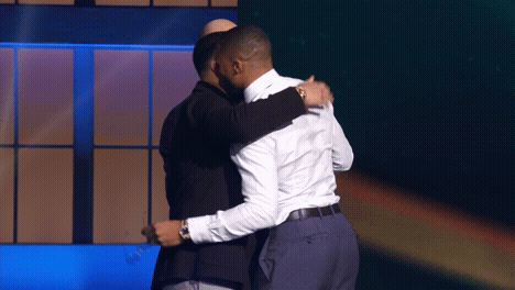 russell westbrook,happy,nba,drake,friendship,hugs,respect,mvp,nba awards 2017,most valuable player