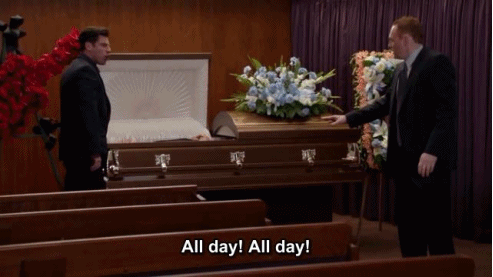 funeral,tv,funny,television,new girl,schmidt,max greenfield,coffin,all day